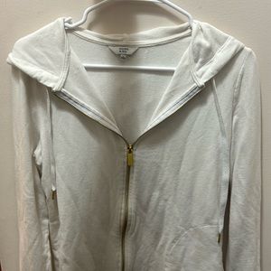 crown & ivy white zip-up